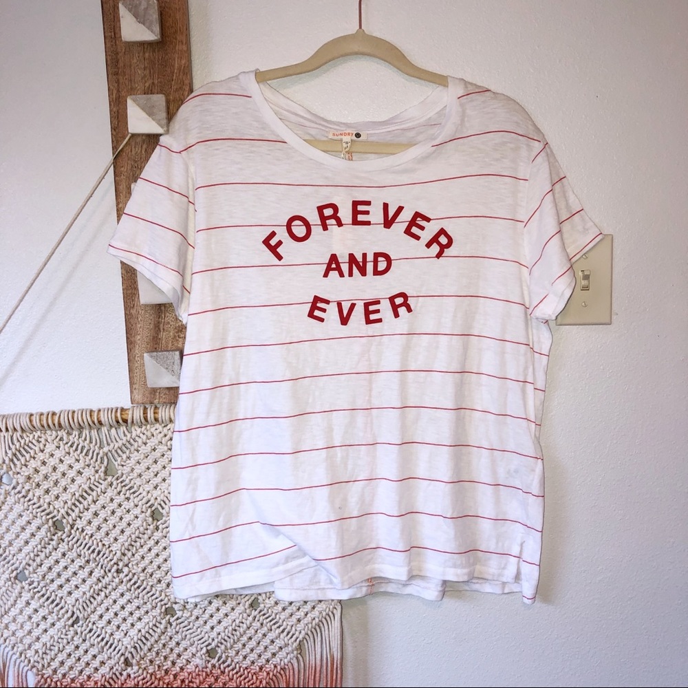 New Sundry Forever and Ever White Stripe Top